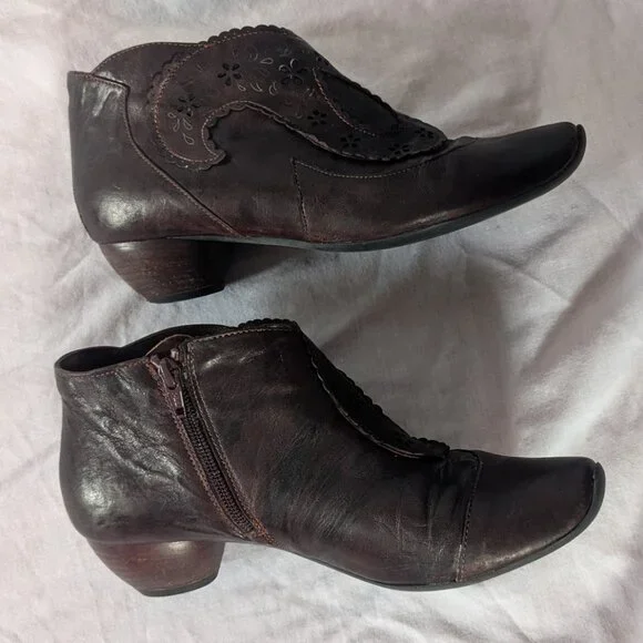 Think! dark oxblood "Aida" leather ankle boots | Size EU 40 | Made in Italy - Picture 6 of 8